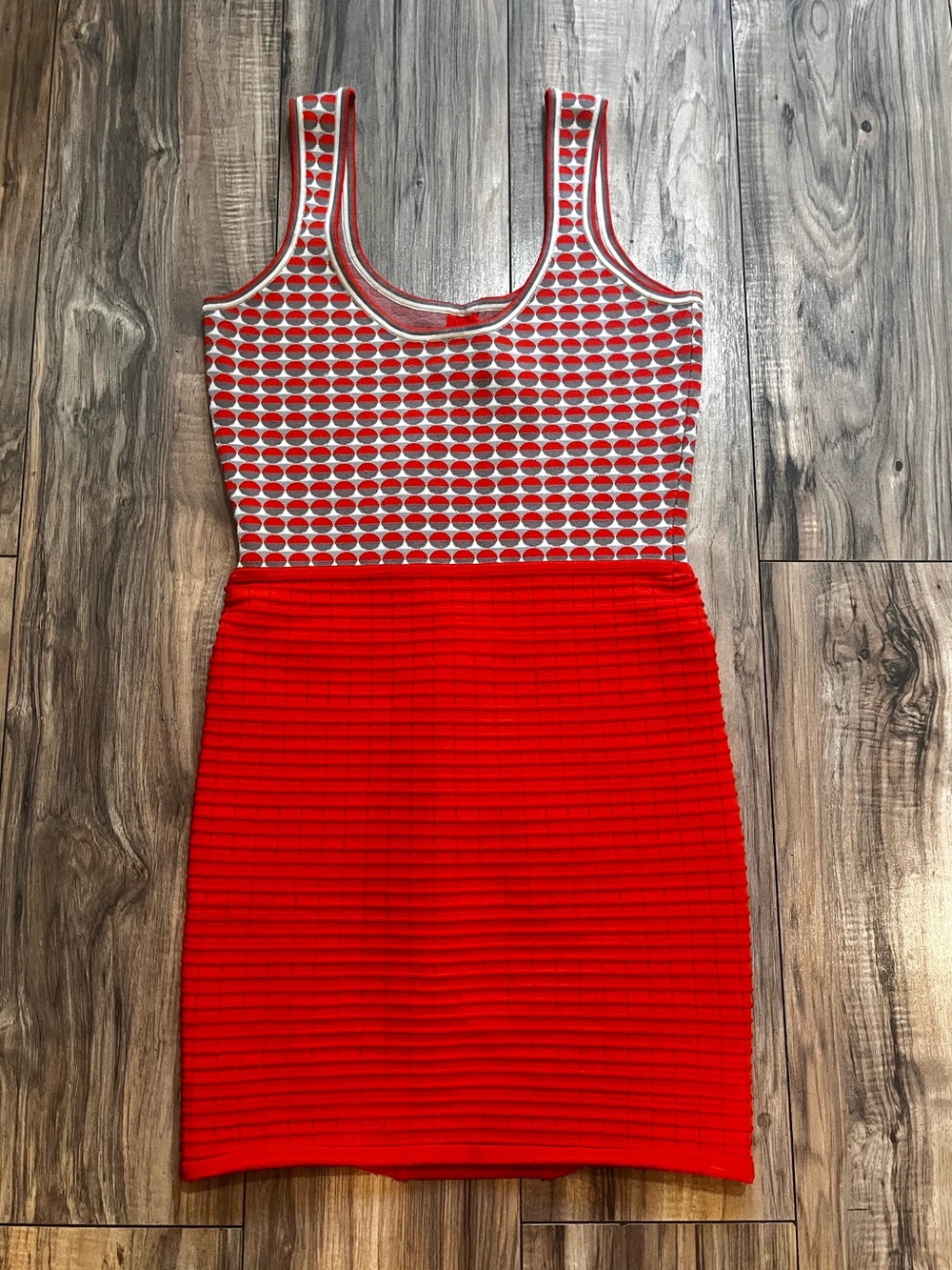 Z Spoke by Zac Posen Red Combo Knit Sleeveless Bodycon Dress S - Picture 6 of 15